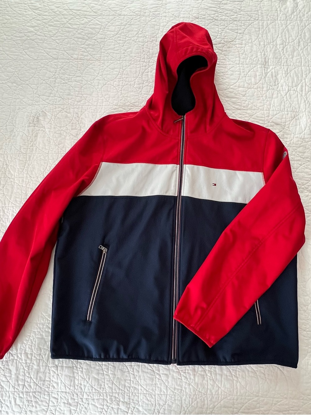 Tommy Hilfiger Red/Wht/Navy Colorblock Lightweight Softshell Performance Jacket - Picture 6 of 14
